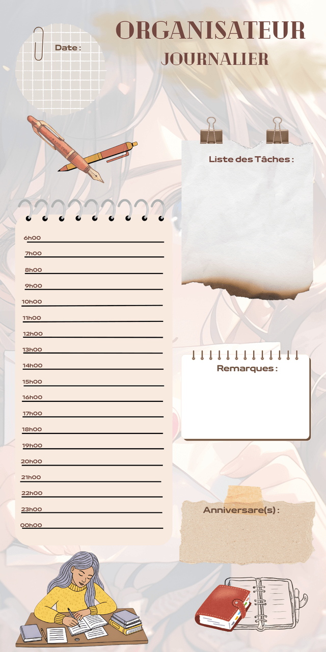 Organisateur journalier A6