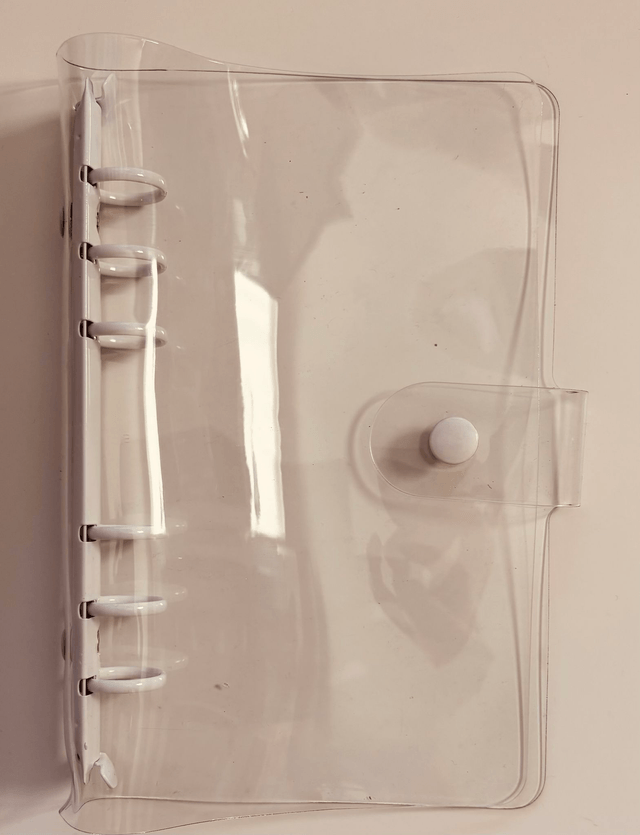 Classeur transparent dos blanc 