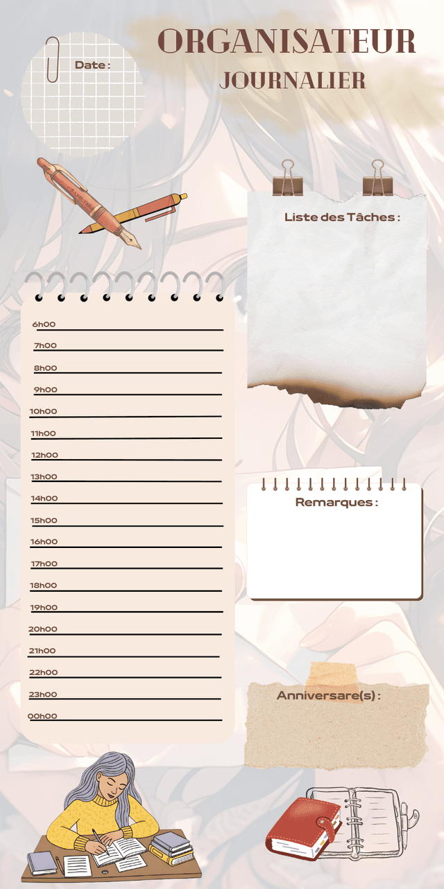 Organisateur journalier A6