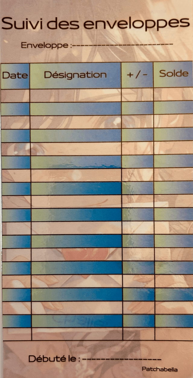 Suivi des enveloppes bleu